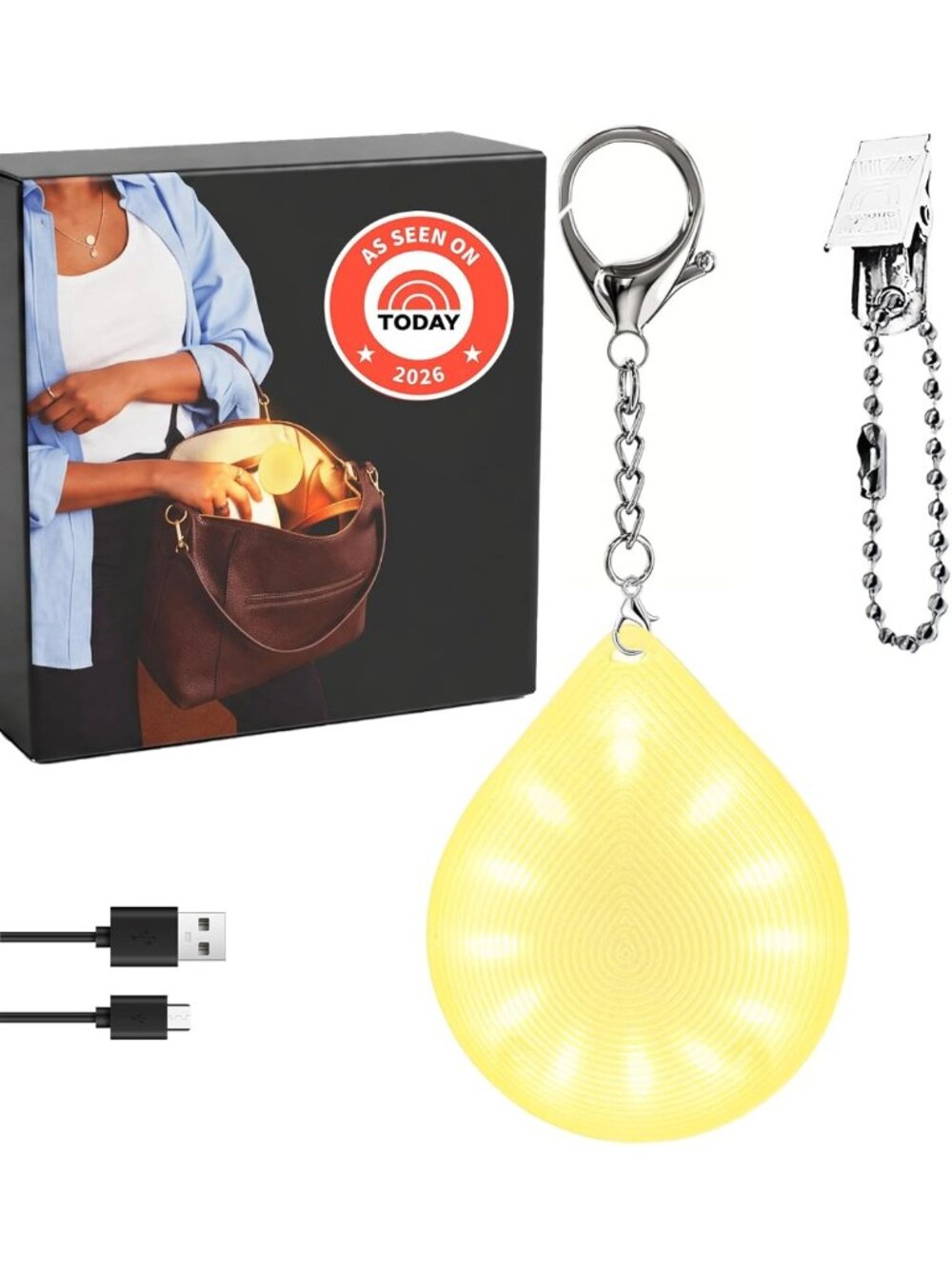Rechargeable 2-in-1 Purse Light with Clip & Hook - Ultra Bright Handbag
